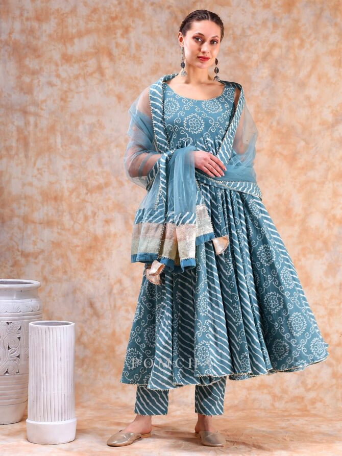 Powder Blue Anarkali Set