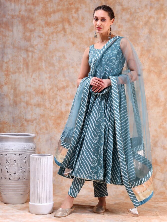 Powder Blue Anarkali Set - Image 2