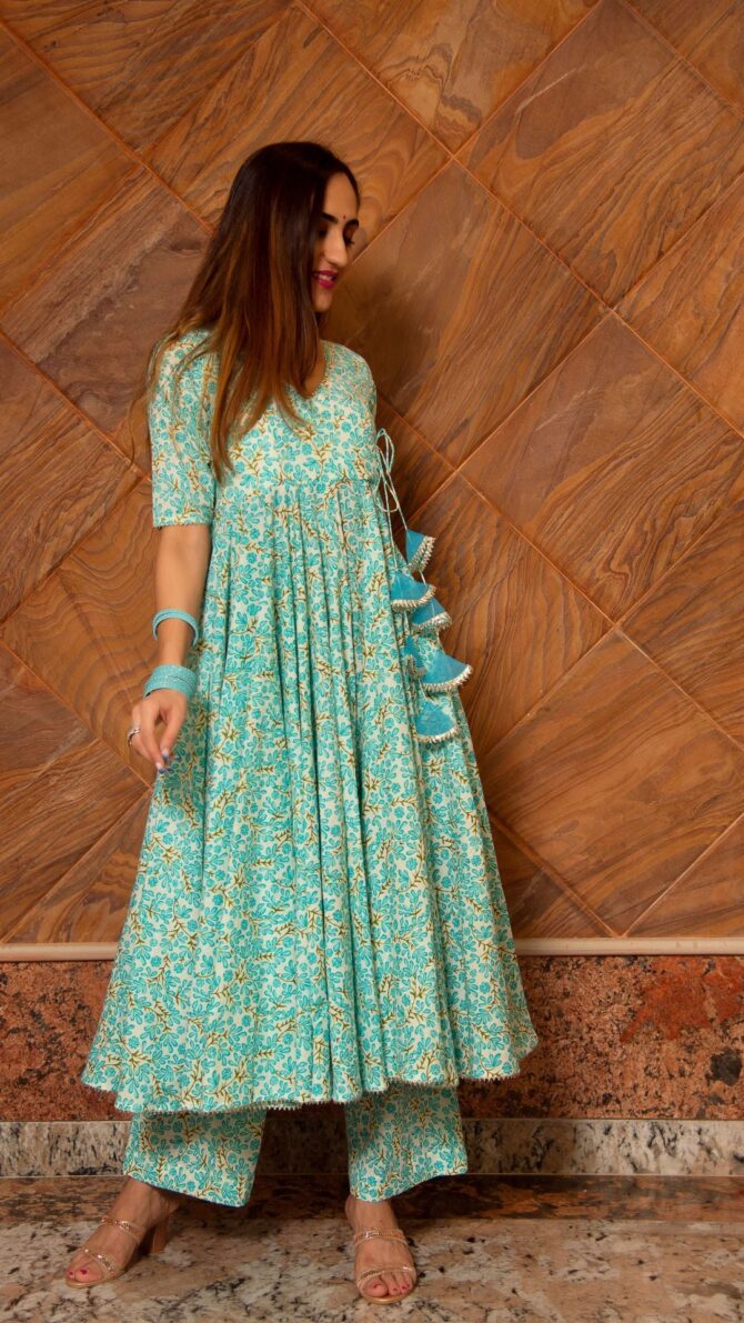 Blue Cotton Angrakha Set - Image 2