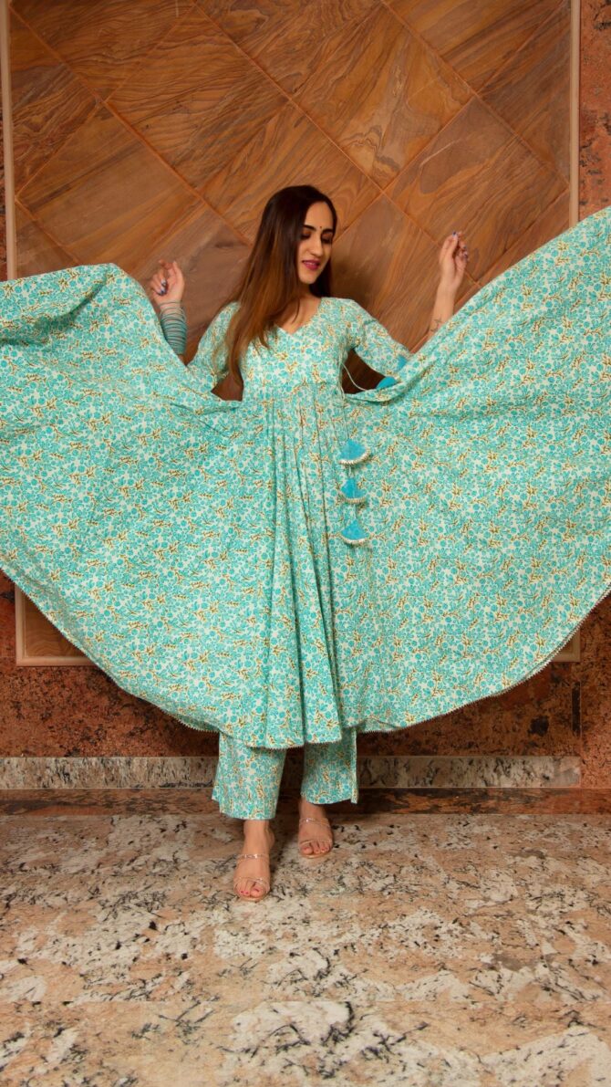 Blue Cotton Angrakha Set - Image 3